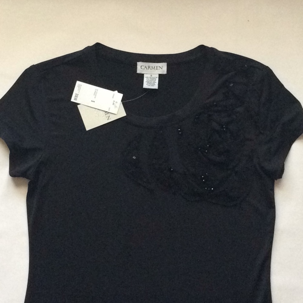 NWT Carmen Marc Valvo black top sz S